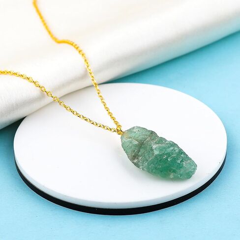 GEMSYMPHONY Raw Gemstone Necklace – Natural Crystal Pendant on 18K Gold Plated Chain – 15-25mm Chunky Gemstone – Healing Jewelry for Women – Boho Gift for Her – Adjustable Chain in Saudi Arabia