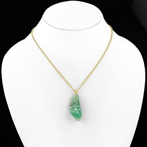 GEMSYMPHONY Raw Gemstone Necklace – Natural Crystal Pendant on 18K Gold Plated Chain – 15-25mm Chunky Gemstone – Healing Jewelry for Women – Boho Gift for Her – Adjustable Chain in Saudi Arabia