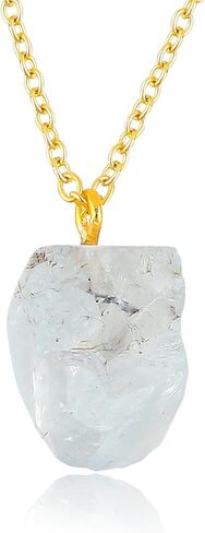 GEMSYMPHONY Raw Gemstone Necklace – Natural Crystal Pendant on 18K Gold Plated Chain – 15-25mm Chunky Gemstone – Healing Jewelry for Women – Boho Gift for Her – Adjustable Chain in Saudi Arabia