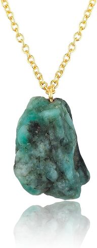 GEMSYMPHONY Raw Gemstone Necklace – Natural Crystal Pendant on 18K Gold Plated Chain – 15-25mm Chunky Gemstone – Healing Jewelry for Women – Boho Gift for Her – Adjustable Chain in Saudi Arabia