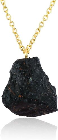 GEMSYMPHONY Raw Gemstone Necklace – Natural Crystal Pendant on 18K Gold Plated Chain – 15-25mm Chunky Gemstone – Healing Jewelry for Women – Boho Gift for Her – Adjustable Chain in Saudi Arabia