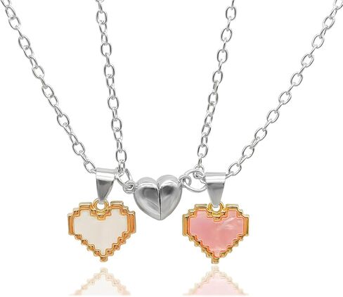 CJIAYUJEW Matching Necklaces for Couples Pink Heart Pendant Necklace Set Best Friends Matching Necklace Anniversary Valentine's Day Gift for Women Men in Saudi Arabia