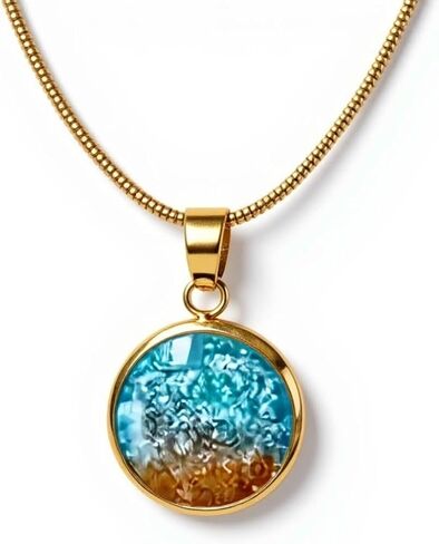 مجوهرات رمل إسرائيلية أصلية - قلادة دائرية من الراتنج من مجموعة Genesis Jewelry Admati - مصنوعة يدويًا في القدس مع رمال الأرض المقدسة الأصلية المعتمدة من إسرائيل in Saudi Arabia