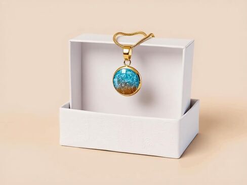 مجوهرات رمل إسرائيلية أصلية - قلادة دائرية من الراتنج من مجموعة Genesis Jewelry Admati - مصنوعة يدويًا في القدس مع رمال الأرض المقدسة الأصلية المعتمدة من إسرائيل in Saudi Arabia
