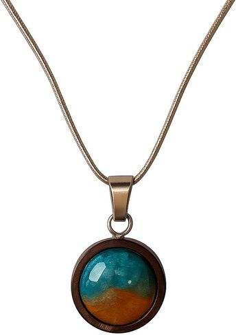مجوهرات رمل إسرائيلية أصلية - قلادة دائرية من الراتنج من مجموعة Genesis Jewelry Admati - مصنوعة يدويًا في القدس مع رمال الأرض المقدسة الأصلية المعتمدة من إسرائيل in Saudi Arabia
