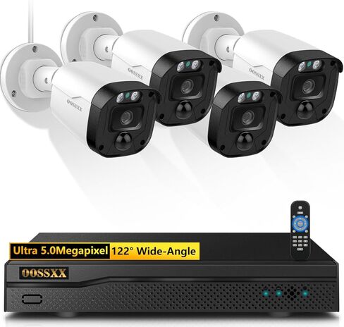 (تعريف كامل HD 5MP) 122 ° ULTRA واسعة الزاوية السلكية نظام كاميرا الأمان في الهواء الطلق كاميرات مراقبة الفيديو المنزل خارج CCTV كاميرا أمنية مراقبة الفيديو الداخلي in Saudi Arabia