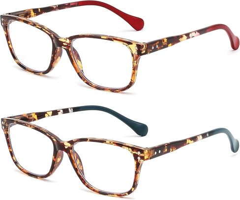 FEISEDY 2 Pack Retro Blue Light Blocking Reading Glasses Rectangular Tortoise Frame B0369 in Saudi Arabia