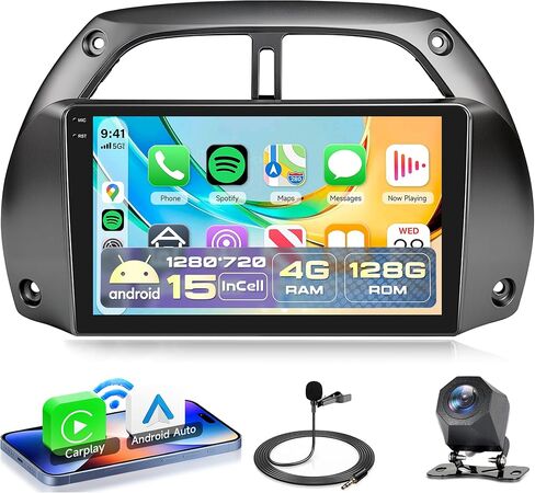 Android 13 Radio Carplay for Toyota RAV4 2001 2002 2003 2004 2005 2006, Rimoody Car Stereo 9 Inch Touch Screen GPS WiFi Android Auto Mirror Link Bluetooth FM HiFi + AHD Backup Camera in Kuwait