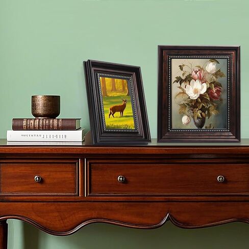 RIVERVALLA أسود 8x10 إطار الصورة خمر الذهب الخرز إطارات الصور 8 بنسبة 10 إطار الصورة الجدار شنقا منضدية العرض الرجعية ديكور المنزل الأسرة صديق الجدة أمي الأمهات عيد ميلاد الهدايا in Kuwait