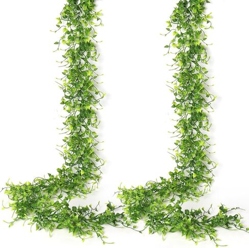 RECUTMS Artificial Vines Ivy Garland, 2Pcs 6Ft Fake Green Eucalyptus Leaves Greenery UV Resistant Faux Hanging Vine Plant Indoor Outdoor Home Garden Porches Wedding Party Arch Spring Summer Decor in Saudi Arabia