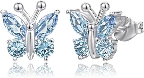 Butterfly Earrings for Women: 925 Sterling Silver Birthstone Earrings Stud Dainty Cute Stuff Jewelry Gifts for Daughter Friend Birthday Graduation Christmas Prom in Saudi Arabia