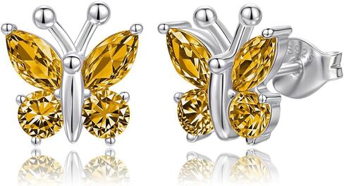 Butterfly Earrings for Women: 925 Sterling Silver Birthstone Earrings Stud Dainty Cute Stuff Jewelry Gifts for Daughter Friend Birthday Graduation Christmas Prom in Saudi Arabia
