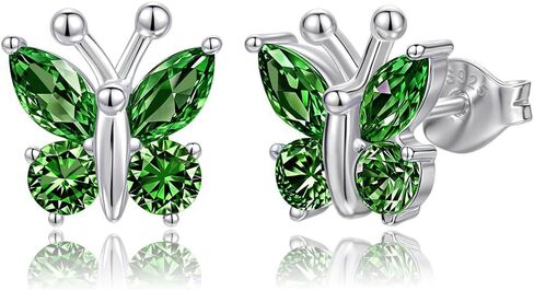 Butterfly Earrings for Women: 925 Sterling Silver Birthstone Earrings Stud Dainty Cute Stuff Jewelry Gifts for Daughter Friend Birthday Graduation Christmas Prom in Saudi Arabia