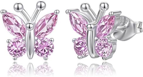Butterfly Earrings for Women: 925 Sterling Silver Birthstone Earrings Stud Dainty Cute Stuff Jewelry Gifts for Daughter Friend Birthday Graduation Christmas Prom in Saudi Arabia