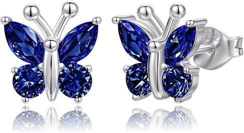 Butterfly Earrings for Women: 925 Sterling Silver Birthstone Earrings Stud Dainty Cute Stuff Jewelry Gifts for Daughter Friend Birthday Graduation Christmas Prom in Saudi Arabia