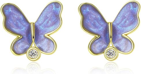Butterfly Earrings for Women: 925 Sterling Silver Birthstone Earrings Stud Dainty Cute Stuff Jewelry Gifts for Daughter Friend Birthday Graduation Christmas Prom in Saudi Arabia
