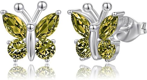 Butterfly Earrings for Women: 925 Sterling Silver Birthstone Earrings Stud Dainty Cute Stuff Jewelry Gifts for Daughter Friend Birthday Graduation Christmas Prom in Saudi Arabia