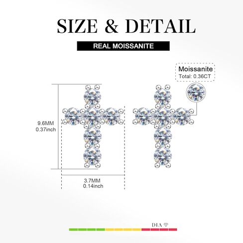 925 Sterling Silver Moissanite Cross Stud Earring For Women Sterling Silver Christian Catholic Gifts Religious Gifts Stud Earrings Jewelry for Women in Saudi Arabia