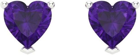 أقراط مرصعة بالجمشت الطبيعي من الذهب الأبيض عيار 18 قيراطًا - ظهر لولبي (1 قيراط، 5 مم) in Kuwait