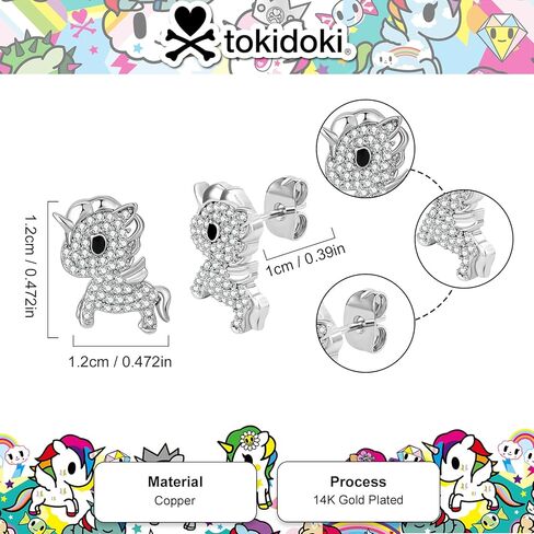 Tokidoki Unicorno 14K مطلية بالذهب قلادة سوار حلق مجوهرات مرخصة رسميًا إكسسوارات عصرية مكعب زركونيا قلادة سوار حلق هدية للنساء in Kuwait