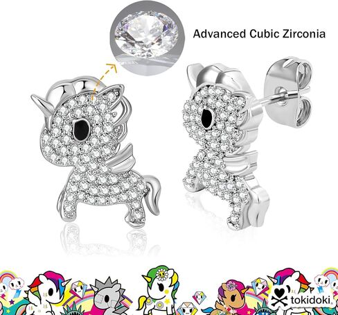 Tokidoki Unicorno 14K مطلية بالذهب قلادة سوار حلق مجوهرات مرخصة رسميًا إكسسوارات عصرية مكعب زركونيا قلادة سوار حلق هدية للنساء in Kuwait