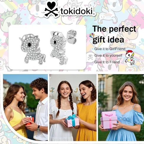 Tokidoki Unicorno 14K مطلية بالذهب قلادة سوار حلق مجوهرات مرخصة رسميًا إكسسوارات عصرية مكعب زركونيا قلادة سوار حلق هدية للنساء in Kuwait