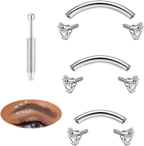 FLOGWE 3 قطع 16G G23 التيتانيوم ثقب الحاجب مجوهرات للنساء منحني الحديد الحاجب الدائري العمودي Labret البطن الشفاه الدائري داخليا مترابطة الرخ الزنمة Daith القرط 6 مم 8 مم 10 مم in Saudi Arabia