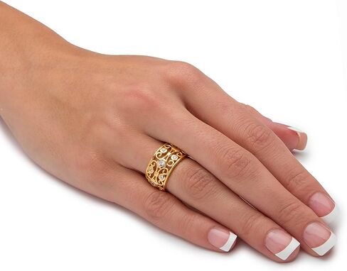 18K Yellow Gold Plated Sterling Silver Round Cubic Zirconia Scrioll Ring in Saudi Arabia