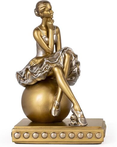 MXARLTR Ballerina Figurines, Seated Ballerina Dancer Statues Resin Sculpture Home Decor, Ballet Dance Girl Ornament for Shelves Home Office Decor (Gold) in Saudi Arabia