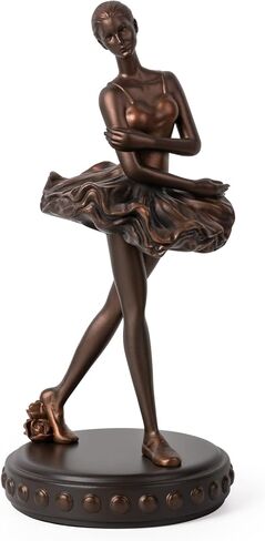 MXARLTR Ballerina Figurines, Seated Ballerina Dancer Statues Resin Sculpture Home Decor, Ballet Dance Girl Ornament for Shelves Home Office Decor (Gold) in Saudi Arabia
