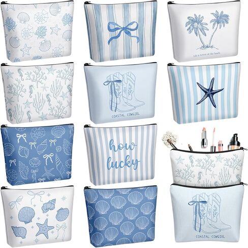 10 Pcs Beach Theme Cosmetic Bag Toiletry Pouch with Zipper Summer Makeup Bags Beach Pouch Travel Organizer Pouch Bag Beach Vacation Essentials Beach Accessories Gifts for Women Girls Teens in Saudi Arabia