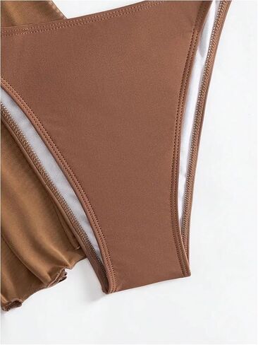 SHENHE Women's 4 Pieces Swimsuit Set Sheer Cover Up Ruched Halter Bikini Swimwear in Saudi Arabia