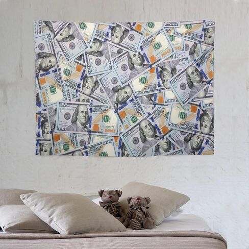 ZhiRain Money Dollar Tapestry Wall Hanging 100 Dollar Bill United States Vintage Hundred Dollar Tapestries Home Decor for Living Room Bedroom Apartment Farmhouse Dorm 30"x40" in Saudi Arabia