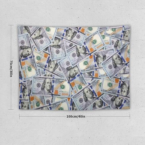 ZhiRain Money Dollar Tapestry Wall Hanging 100 Dollar Bill United States Vintage Hundred Dollar Tapestries Home Decor for Living Room Bedroom Apartment Farmhouse Dorm 30"x40" in Saudi Arabia