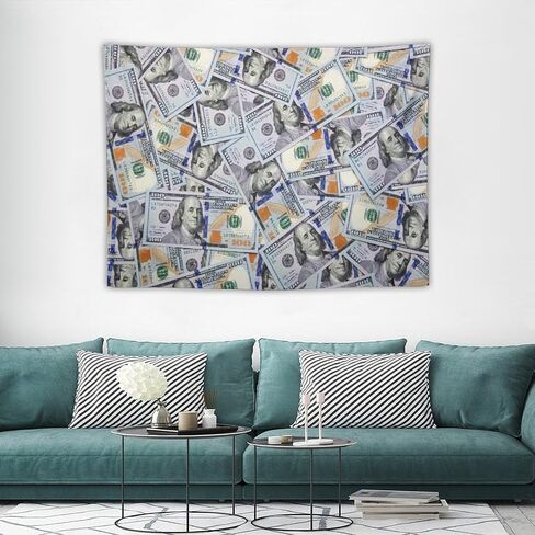ZhiRain Money Dollar Tapestry Wall Hanging 100 Dollar Bill United States Vintage Hundred Dollar Tapestries Home Decor for Living Room Bedroom Apartment Farmhouse Dorm 30"x40" in Saudi Arabia
