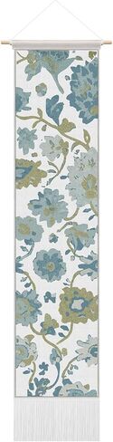 Gilprop Vintage Wall vertical Tapestry, 52 x 13 Inch Rectangle Oushak Boho Blue Turkish Vertical Long Hanging Reference Illustrative Botanical Tassel Tapestry for Living Room Bedroom Office Home in Saudi Arabia
