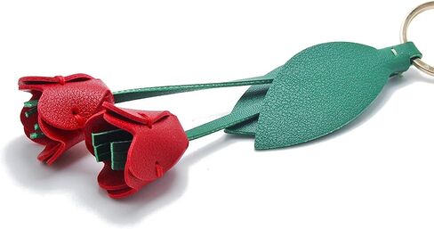 Tulip Keychain, Hand-Sewn Tulip Flower Charm for Purse Handbags Bag Car Accessories Charms PU Key Charms in Saudi Arabia