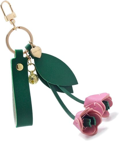 Tulip Keychain, Hand-Sewn Tulip Flower Charm for Purse Handbags Bag Car Accessories Charms PU Key Charms in Saudi Arabia