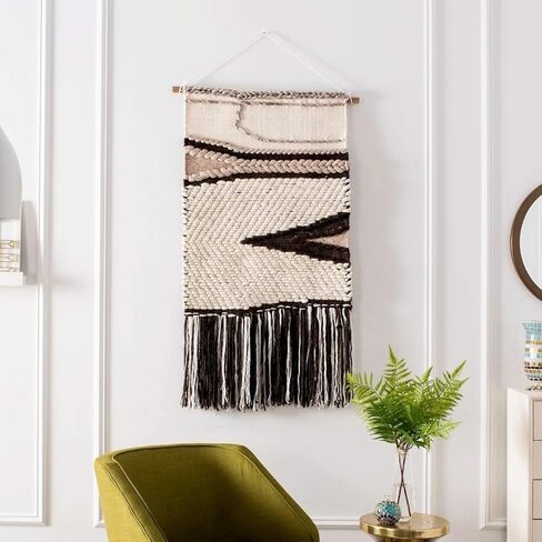 Misc Hand Woven Wall Tapestry 111-2' X 3' Beige Brown Bohemian Eclectic Wool in Kuwait