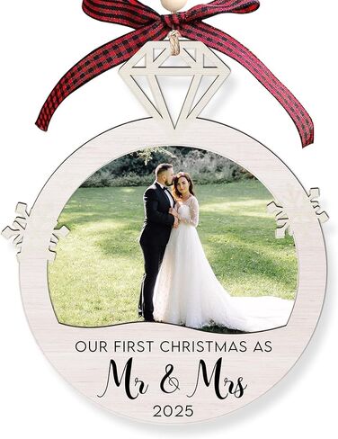 First Christmas Married Ornament 2025 - Wedding Gifts - Mr and Mrs Gifts - Wedding Gift for Couples 2025, Bride, Future Mr and Mrs - Bridal Shower Gift for Married Newlywed - Glass Ornament in Saudi Arabia