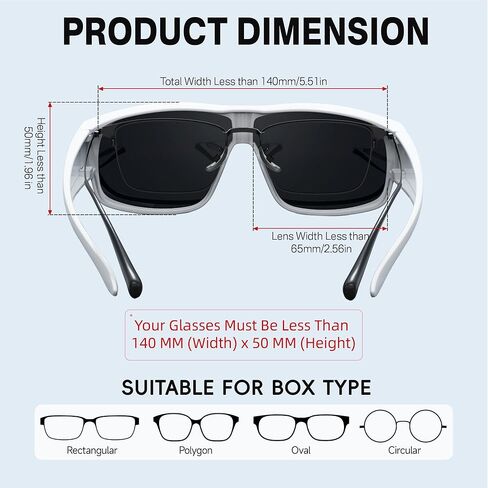 نظارات شمسية مستقطبة من DEAFRAIN تناسب النظارات للرجال والنساء، حماية من الأشعة فوق البنفسجية للقيادة مع ارتداء النظارات الطبية in Kuwait