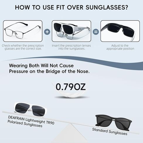 نظارات شمسية مستقطبة من DEAFRAIN تناسب النظارات للرجال والنساء، حماية من الأشعة فوق البنفسجية للقيادة مع ارتداء النظارات الطبية in Kuwait
