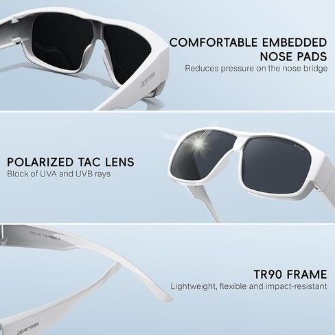 نظارات شمسية مستقطبة من DEAFRAIN تناسب النظارات للرجال والنساء، حماية من الأشعة فوق البنفسجية للقيادة مع ارتداء النظارات الطبية in Kuwait