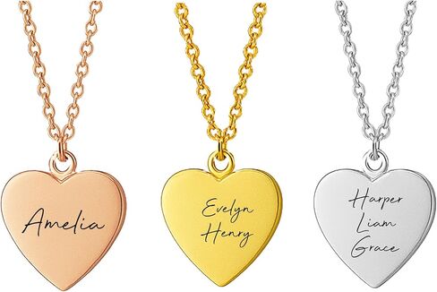 قلادة على شكل قلب مخصصة من Ida Memory مع أسماء العائلة منقوشة - قلادة مخصصة بأسماء متعددة - هدية مجوهرات للأم والجدة والزوجة - هدية عيد ميلاد أو عيد الميلاد من العائلة in Kuwait