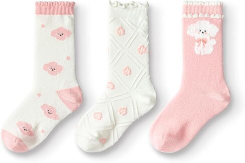 Balabala Ruffle Socks for Girls 3 Pack Animal Warm Cute Seamless Kids Socks for 3-11 Years Funny Fashion Comfort in Saudi Arabia