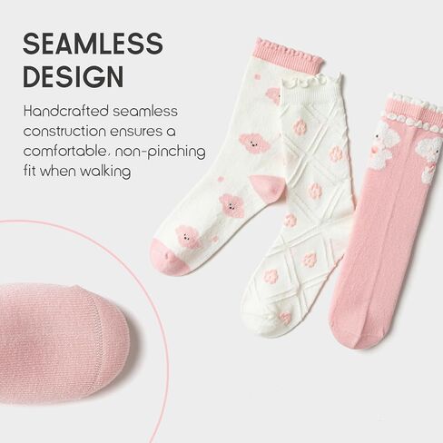 Balabala Ruffle Socks for Girls 3 Pack Animal Warm Cute Seamless Kids Socks for 3-11 Years Funny Fashion Comfort in Saudi Arabia