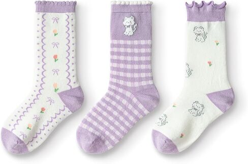 Balabala Ruffle Socks for Girls 3 Pack Animal Warm Cute Seamless Kids Socks for 3-11 Years Funny Fashion Comfort in Saudi Arabia