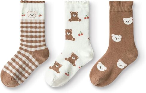 Balabala Ruffle Socks for Girls 3 Pack Animal Warm Cute Seamless Kids Socks for 3-11 Years Funny Fashion Comfort in Saudi Arabia
