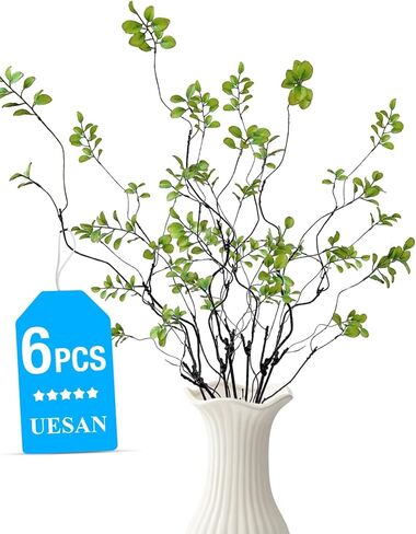 UESAN 6Pcs Artificial Faux Branches for Vases, Tall Fake Faux Greenery Stems, Realistic Faux Greenery Stems and Leaves for Vase Fillers, Table Centerpieces, Home Decor in Kuwait