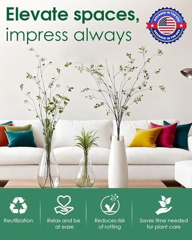 UESAN 6Pcs Artificial Faux Branches for Vases, Tall Fake Faux Greenery Stems, Realistic Faux Greenery Stems and Leaves for Vase Fillers, Table Centerpieces, Home Decor in Kuwait